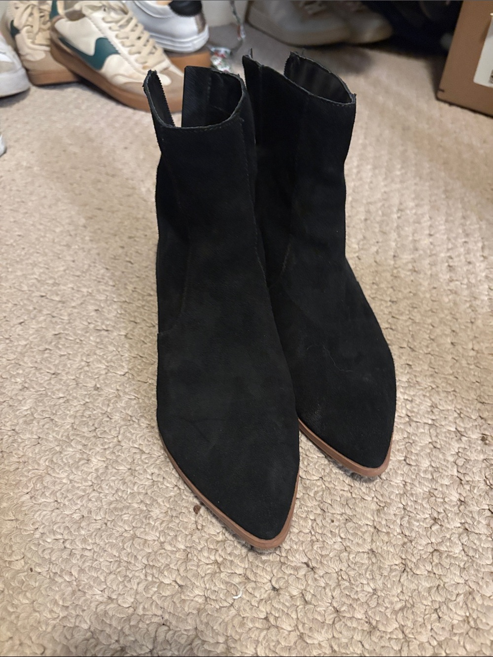 Dolce Vita Black Suede Pointed Toe Ankle Booties